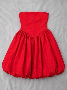 Strapless Red Bubble Hem Dress